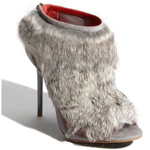 Charles Jourdan Rabbit Fur Booties
